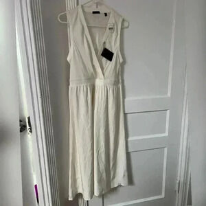 ATM Anthony Thomas Melillo Silk White V Neck Dress NEW WITH TAG